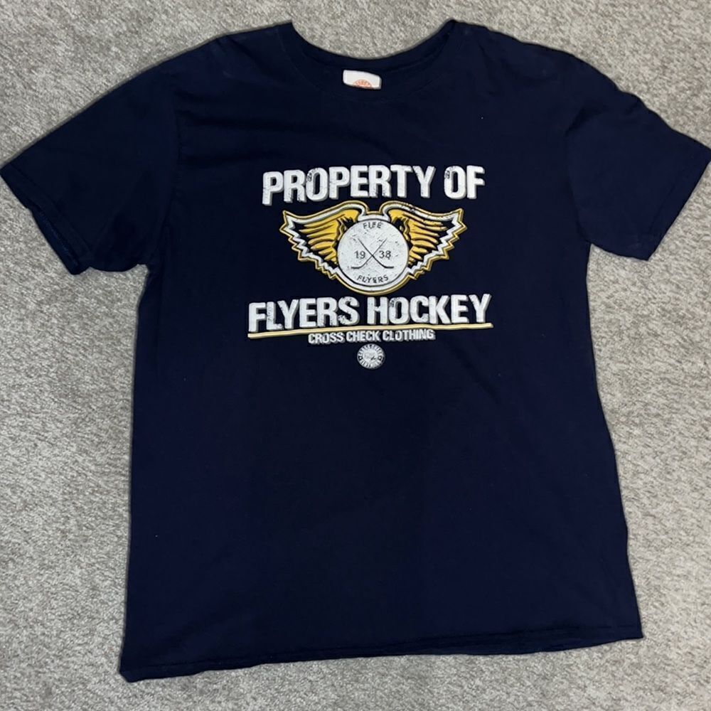 Retro Fife Flyers 1938 Ice Hockey Blue shirt sleeve T shirt Men’s L slim fit (M)